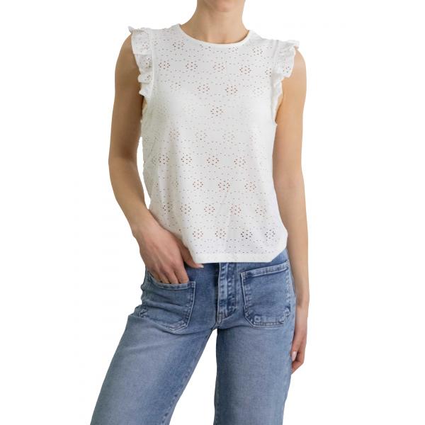 Maglia con volant e ricami Only